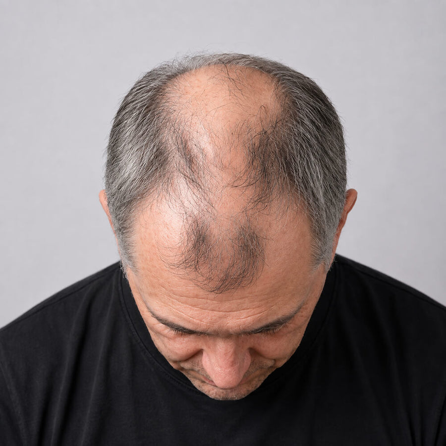 Man over 55 experiencing hair thinning and loss